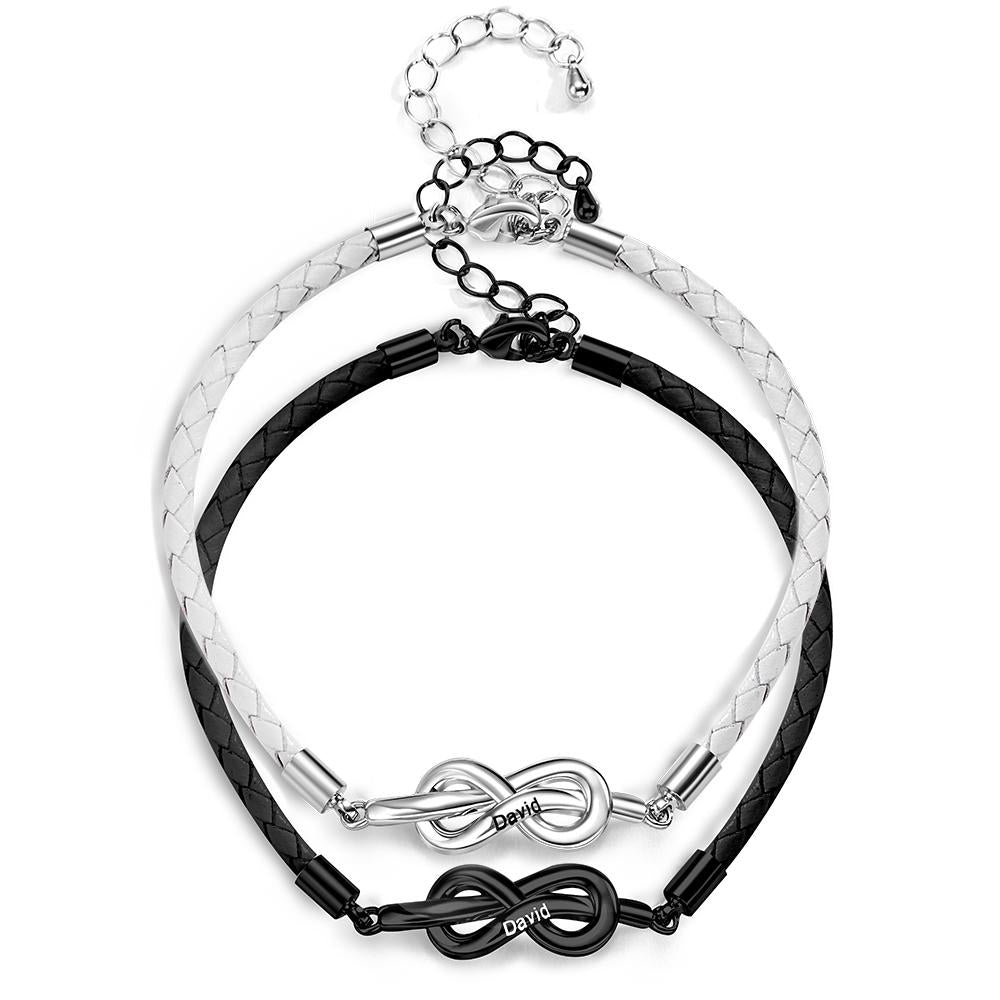 Engraved Roped Couple Bracelet Personalized Braided Bracelet Valentine's Day Gifts - soufeelus