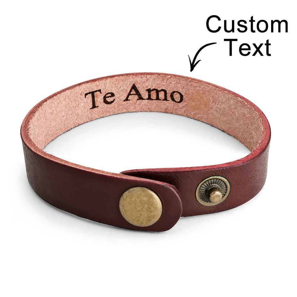 Engraved Leather Bracelet Personalized Vintage Simple Bracelet For Men - soufeelus