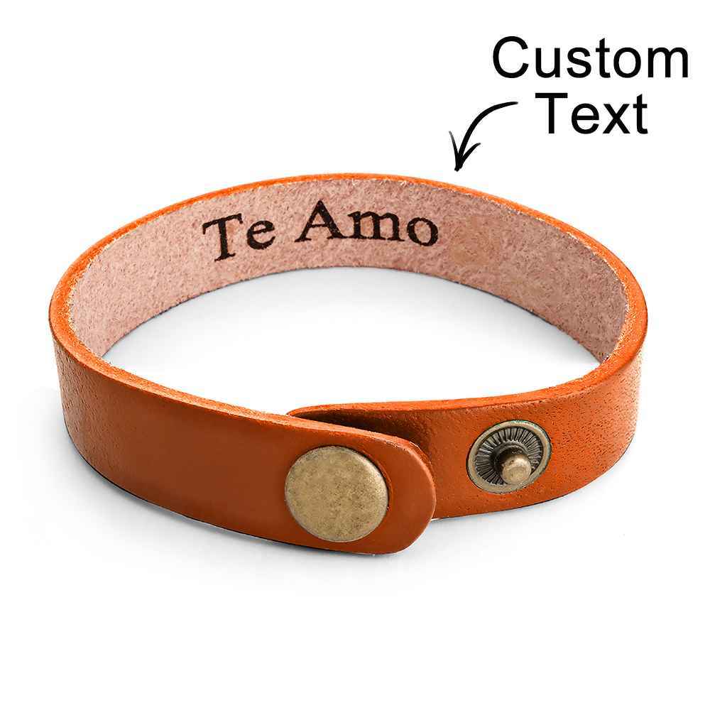Engraved Leather Bracelet Personalized Vintage Simple Bracelet For Men - soufeelus