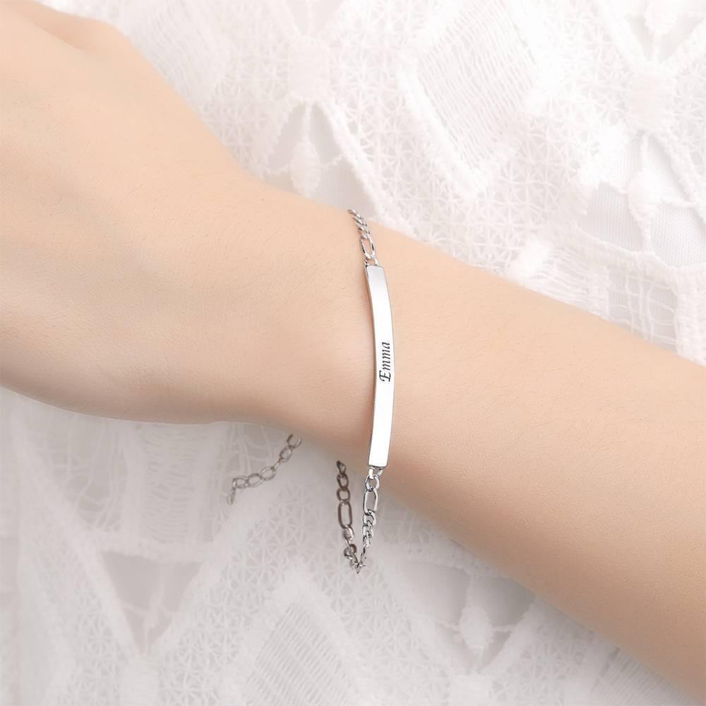 Custom Engraved Bracelet Couple's Bar Bracelet Platinum Plated - Silver - soufeelus