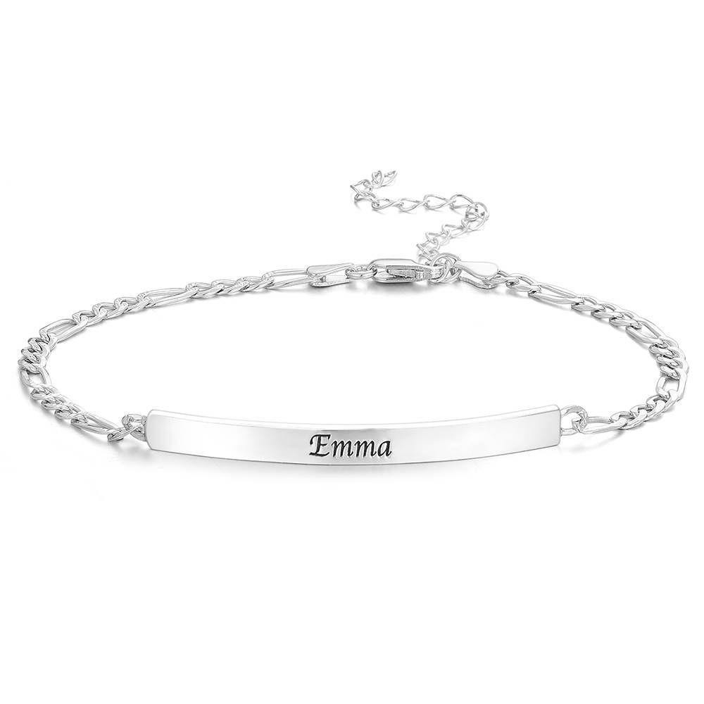 Custom Engraved Bracelet Couple's Bar Bracelet Platinum Plated - Silver - soufeelus