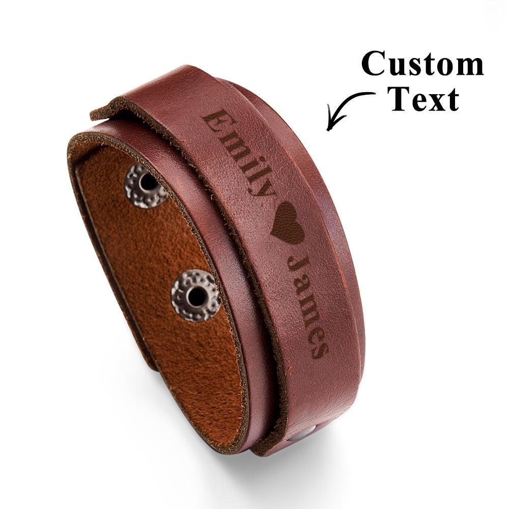 Personalized Leather Bracelet of Secret Message Text for Men Gift for Boyfriend