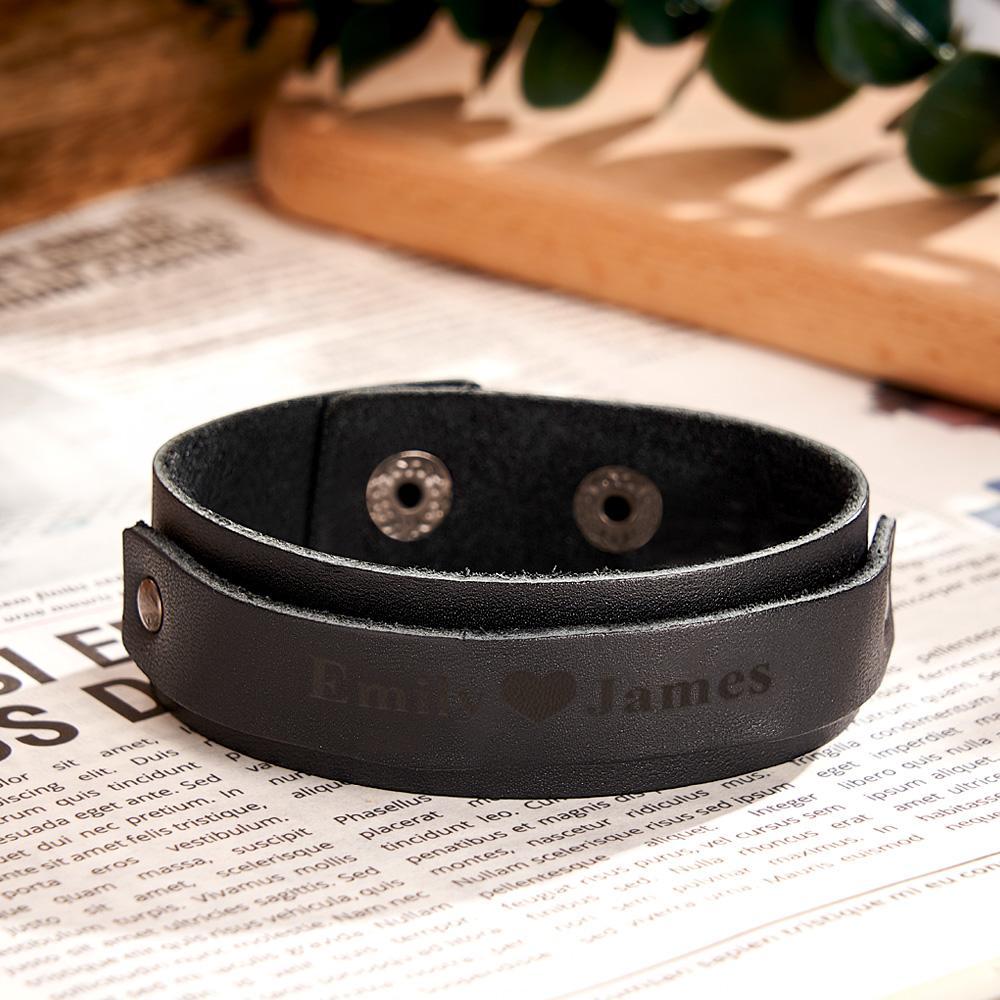 Personalized Leather Bracelet of Secret Message Text for Men Gift for Boyfriend - soufeelus