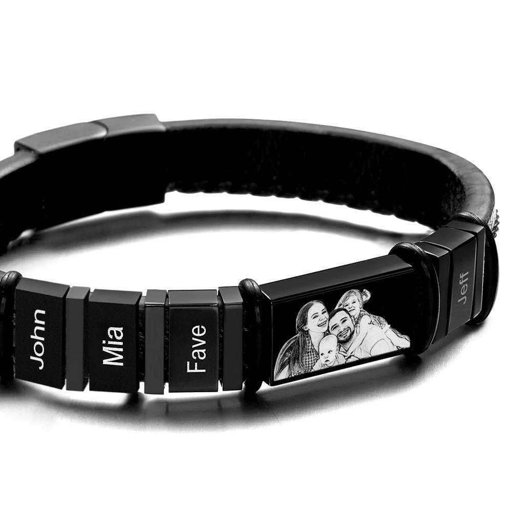 Personalized Bracelets Customized 1-6 Name Bracelets With Photo Souvenir Gift for Man - soufeelus
