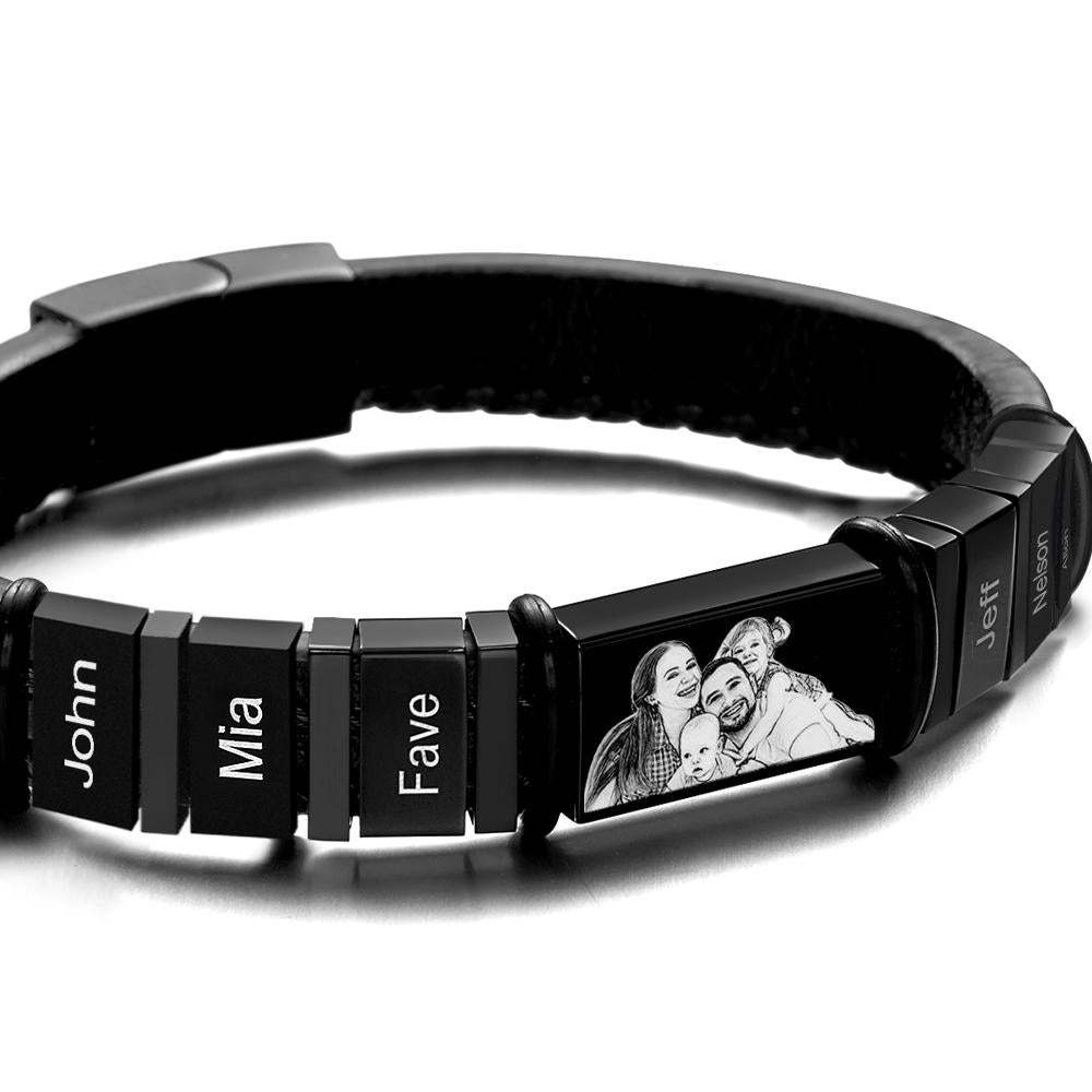 Personalized Bracelets Customized 1-6 Name Bracelets With Photo Souvenir Gift for Man - soufeelus