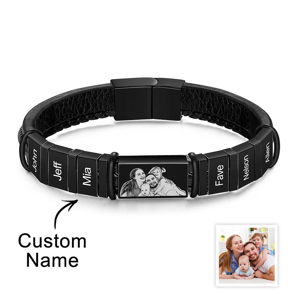 Personalized Bracelets Customized 1-6 Name Bracelets With Photo Souvenir Gift for Man - soufeelus