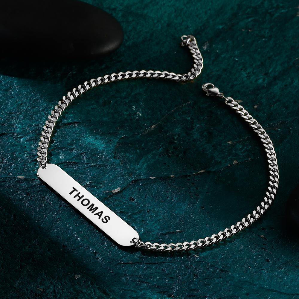 Custom Men's Bracelet Engraved Bentcard Bracelet Memotial Gift - soufeelus