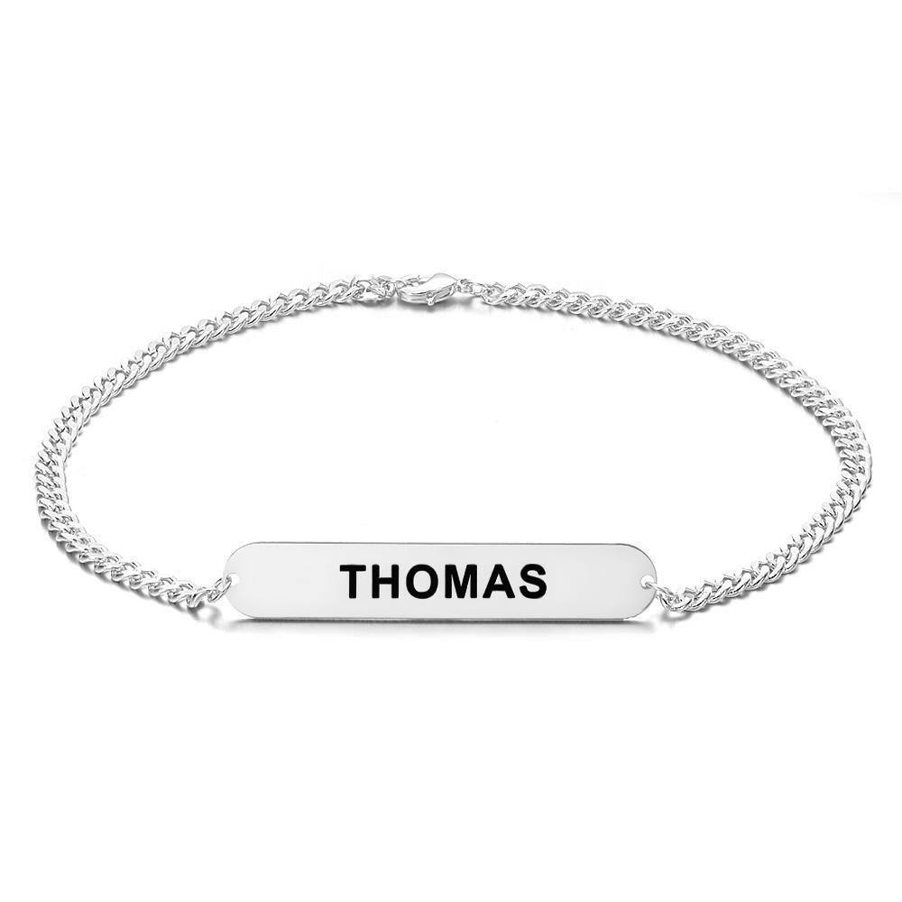 Men's Bracelet Thick Chain Engraved Bracelet Custom Name Bracelet Gift for Father - Silver - soufeelus