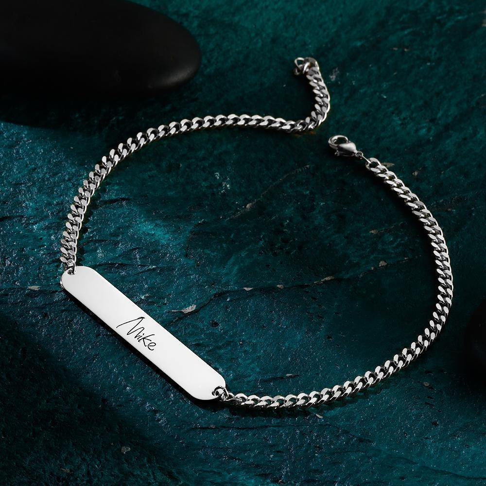 Men's Bracelet Custom Chain Bracelet with Individual Name Engraving Gift Partner Bracelet - soufeelus