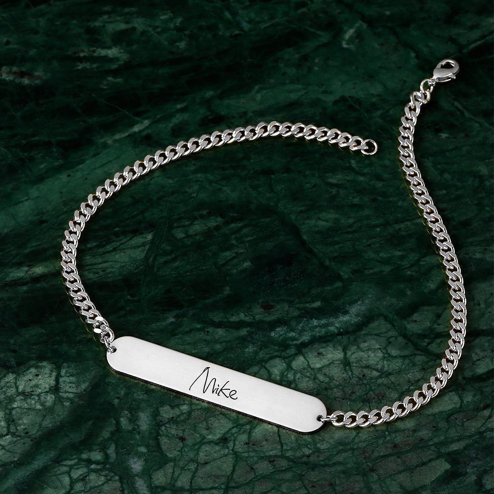 Men's Bracelet Custom  Chain Bracelet with Individual Name Engraving Gift Partner Bracelet - soufeelus
