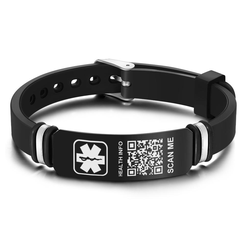 Custom Medical Bracelets with QR Code Custom Emergency Medical Information Men's Gifts - soufeelus