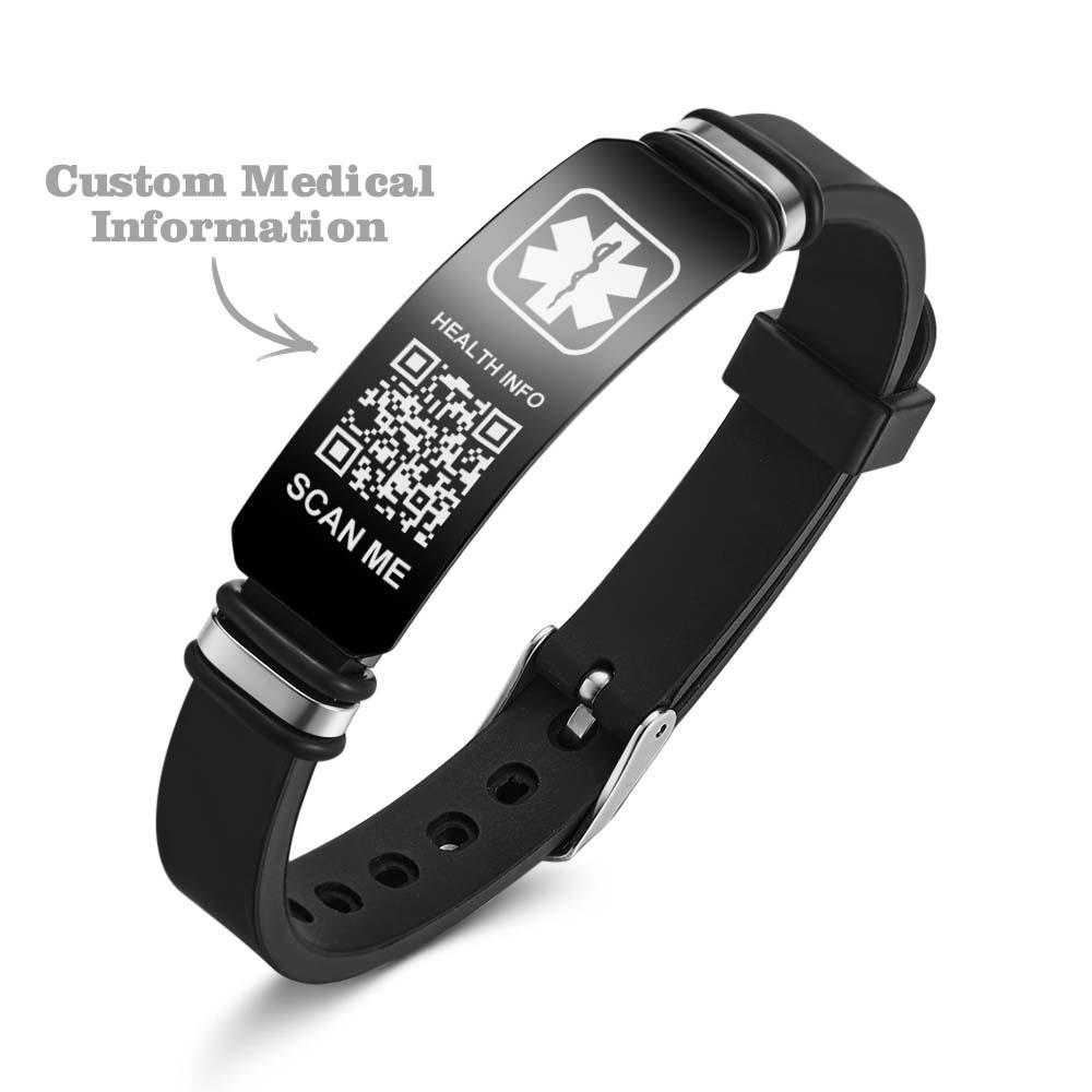 Custom Medical Bracelets with QR Code Custom Emergency Medical Information Men's Gifts - soufeelus