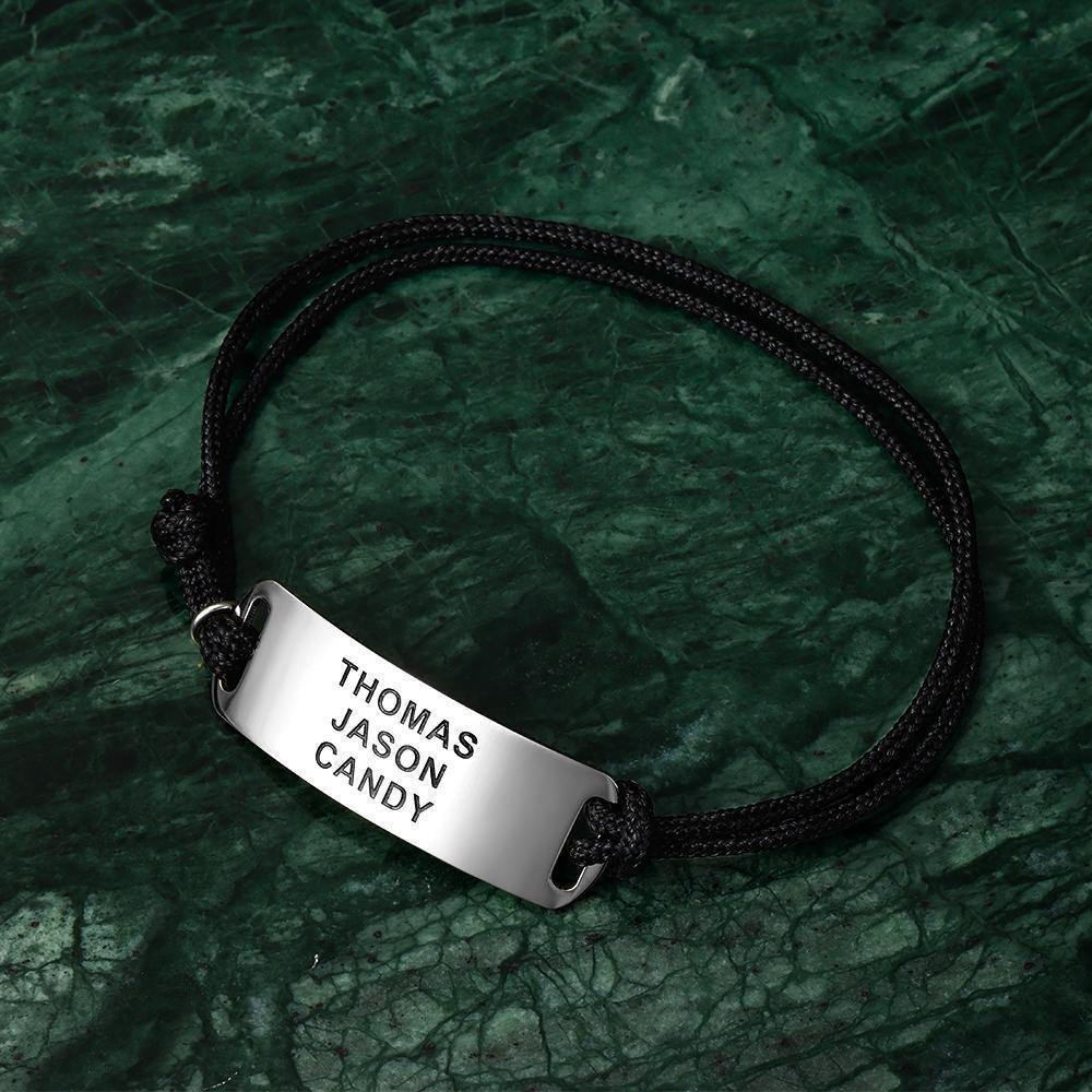 Leather Bracelet Custom Bracelet Engraved Bentcard Bracelet Men's Gift for Best Friend - soufeelus