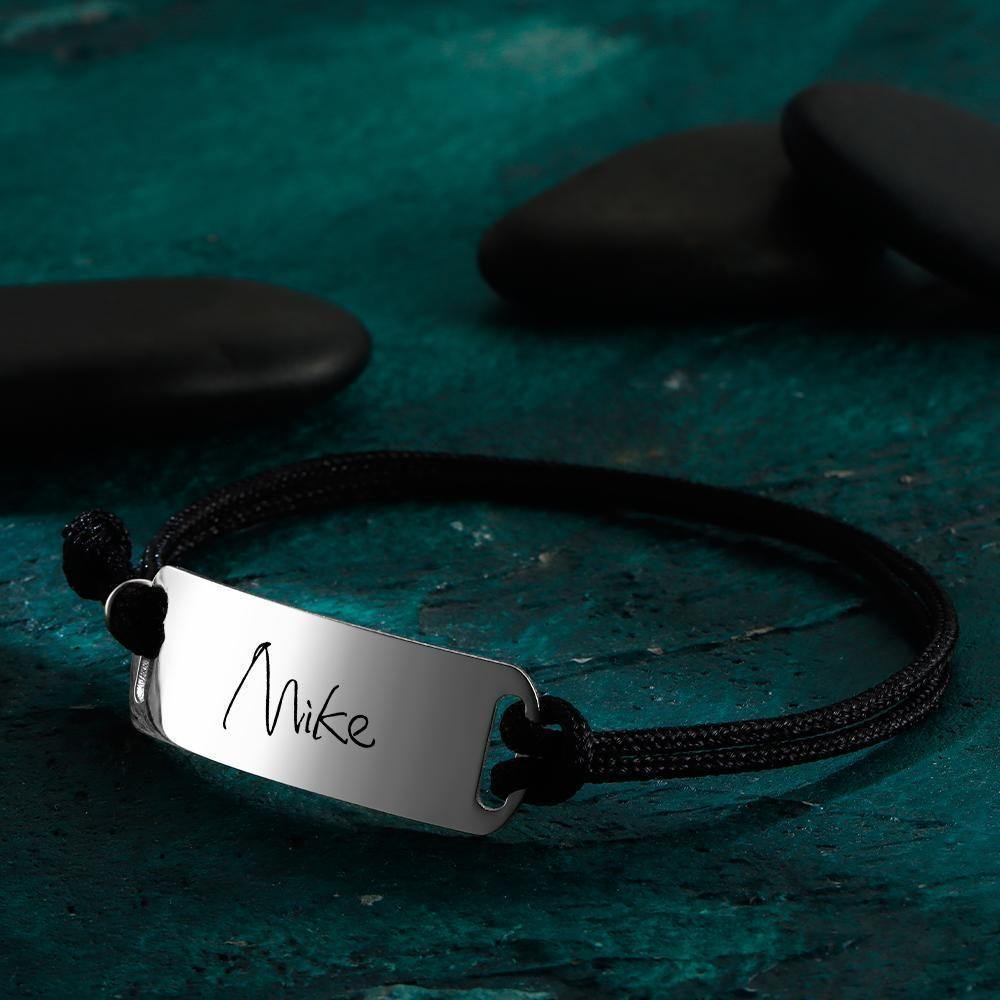 Leather Bracelet Custom Men's Bracelet Chain Bracelet with Individual Name Engraving Gift Partner Bracelet - soufeelus