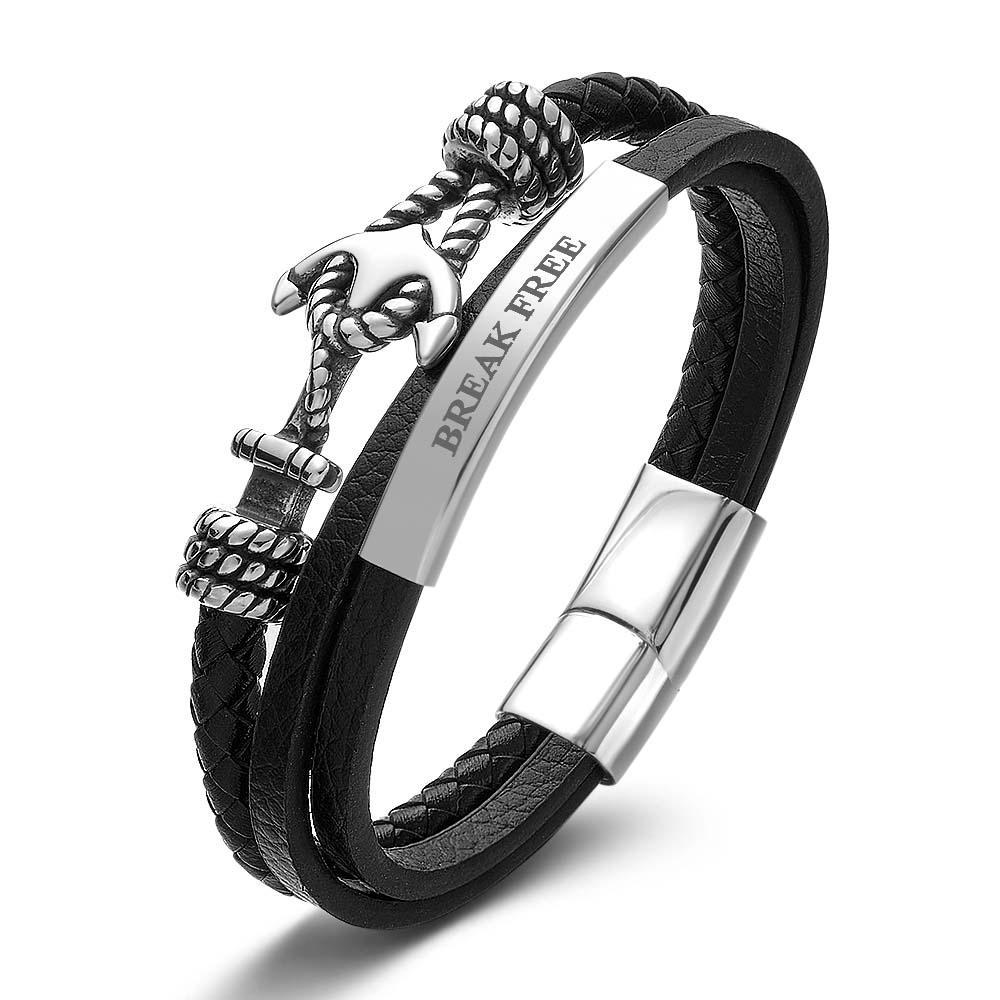Personalized Anchor Bracelet for Men Stainless Steel Woven Bracelet - soufeelus