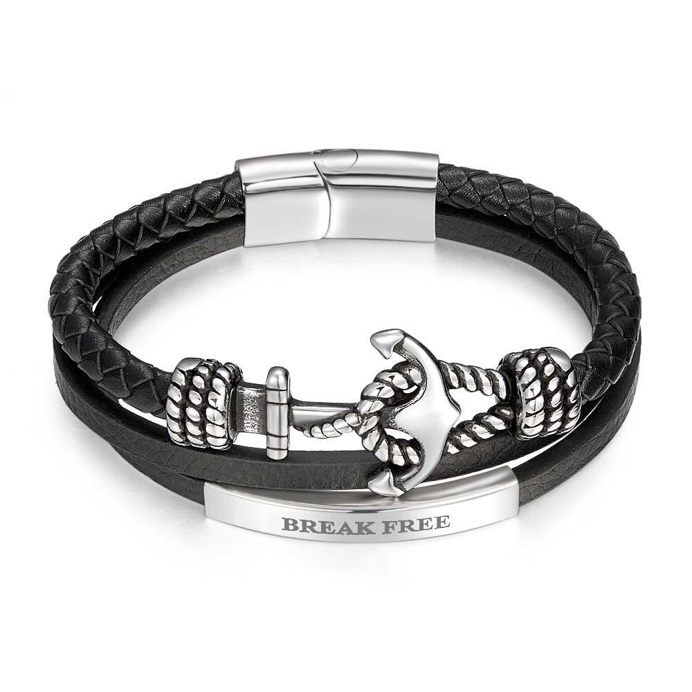 Personalized Anchor Bracelet for Men Stainless Steel Woven Bracelet - soufeelus