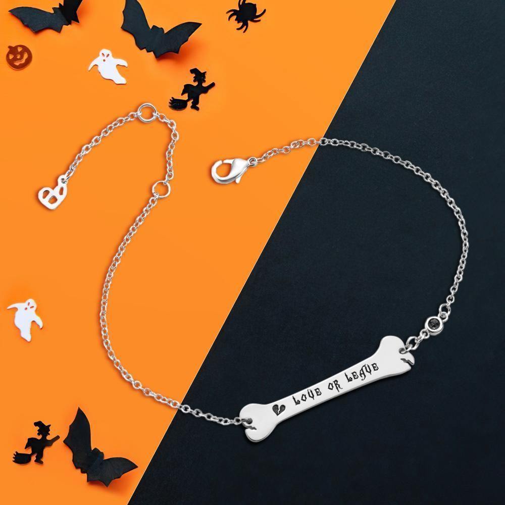 Custom Bracelet Gifts Bone Bar Bracelet with Broken Heart Memorial Gifts Halloween Gifts - soufeelus