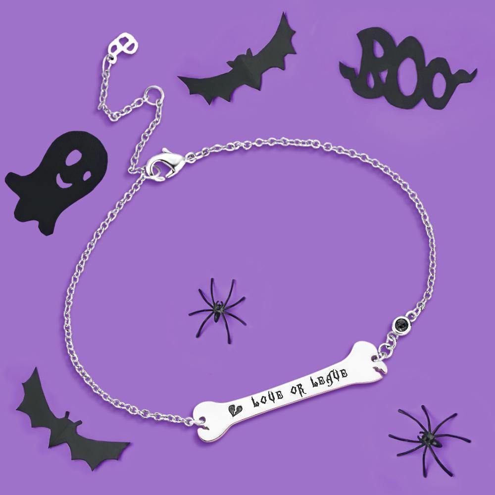 Custom Bracelet Gifts Bone Bar Bracelet with Broken Heart Memorial Gifts Halloween Gifts - soufeelus