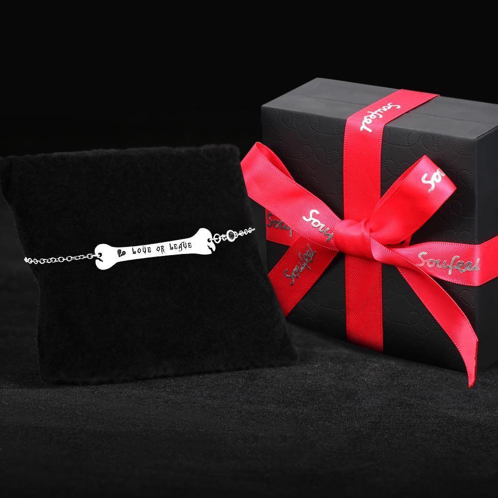 Custom Bracelet Name Bracelet Bone Bar Bracelet with Broken Heart Gifts Silver - soufeelus