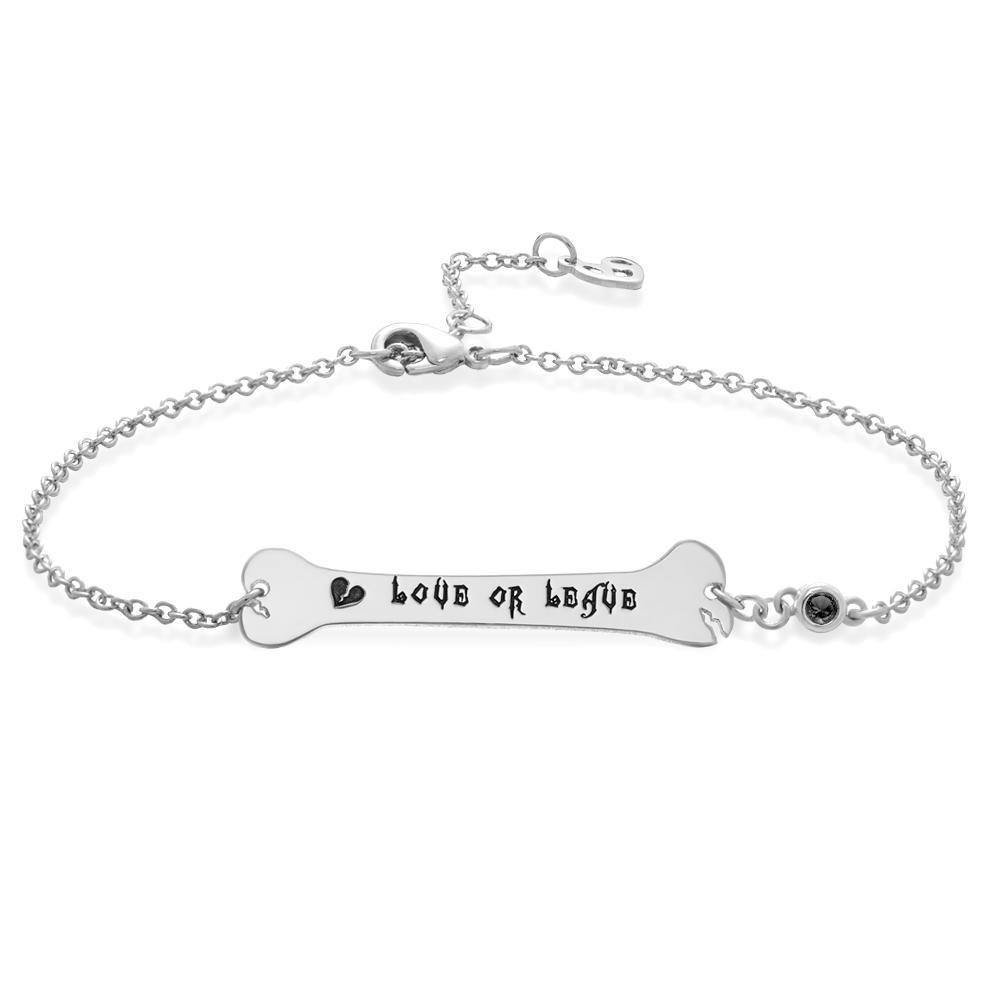 Custom Bracelet Name Bracelet Bone Bar Bracelet with Broken Heart Gifts Silver - soufeelus