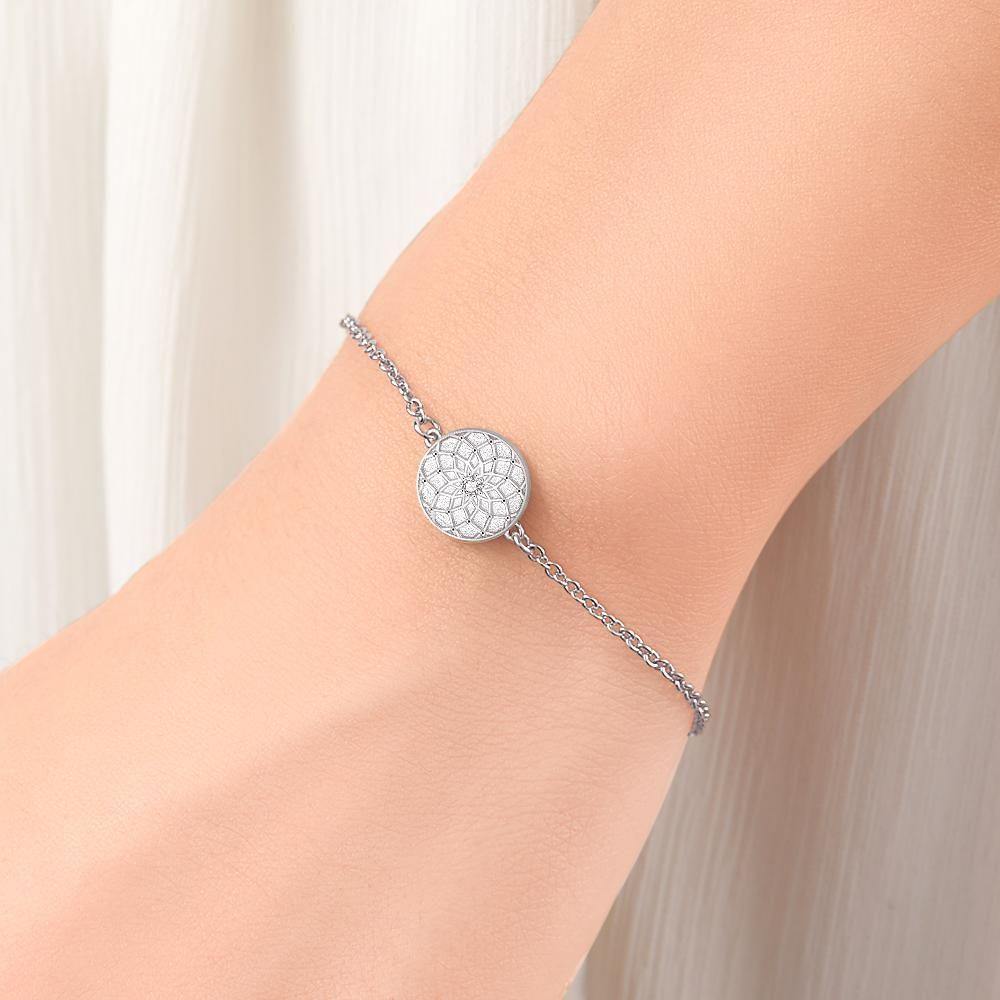 Engraved Bracelet Dream Catcher Bracelet Wishing Dream Memorial Gifts for Her Silver - soufeelus