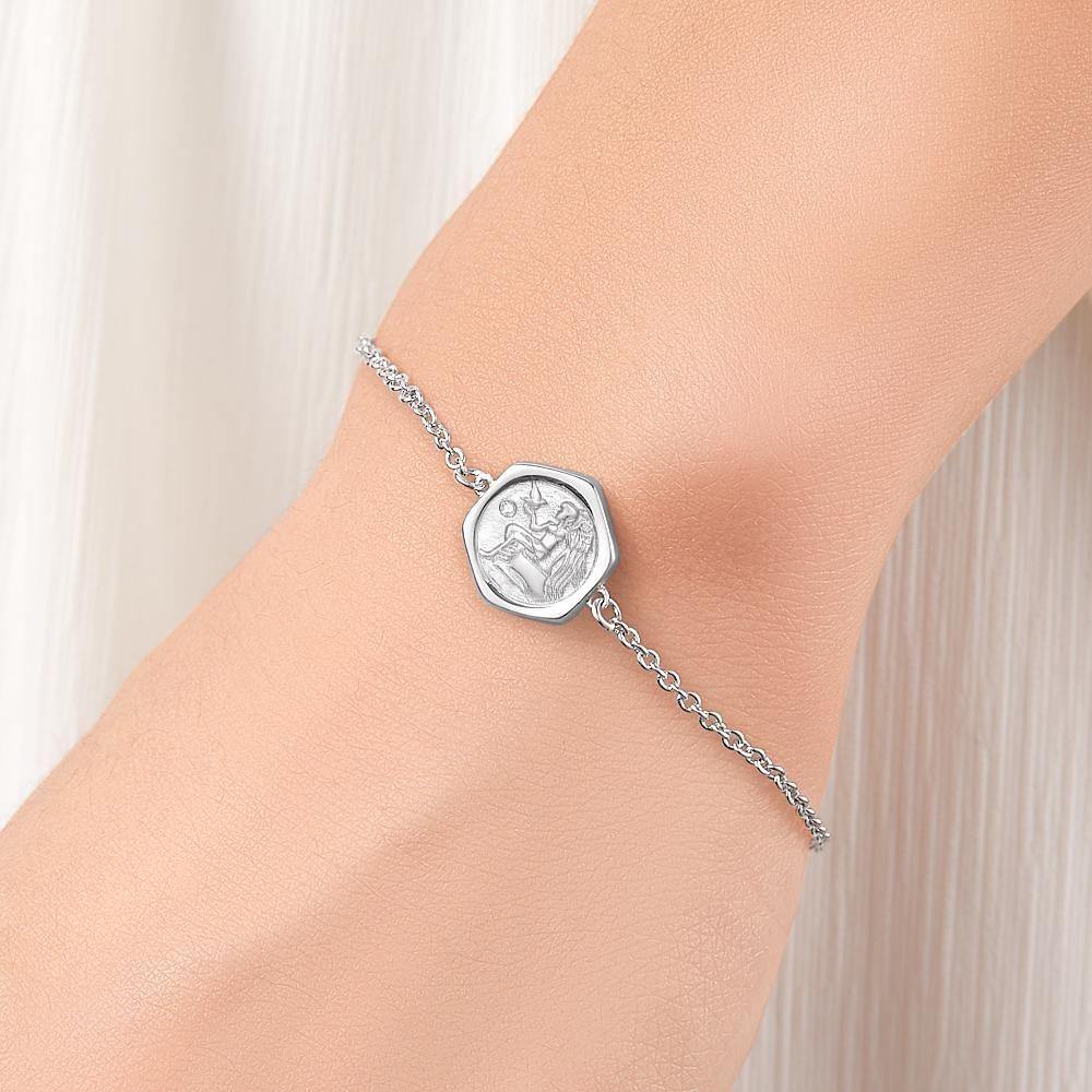 Engraved Bracelet Victory Wishing Coin Memorial Gifts for Her Silver - soufeelus