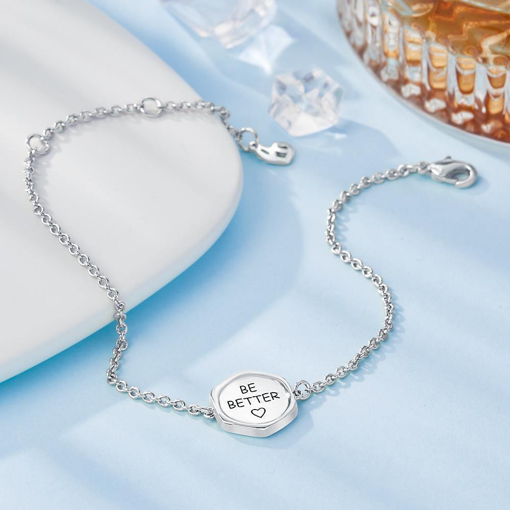 Engraved Bracelet Victory Wishing Coin Memorial Gifts for Her Silver - soufeelus