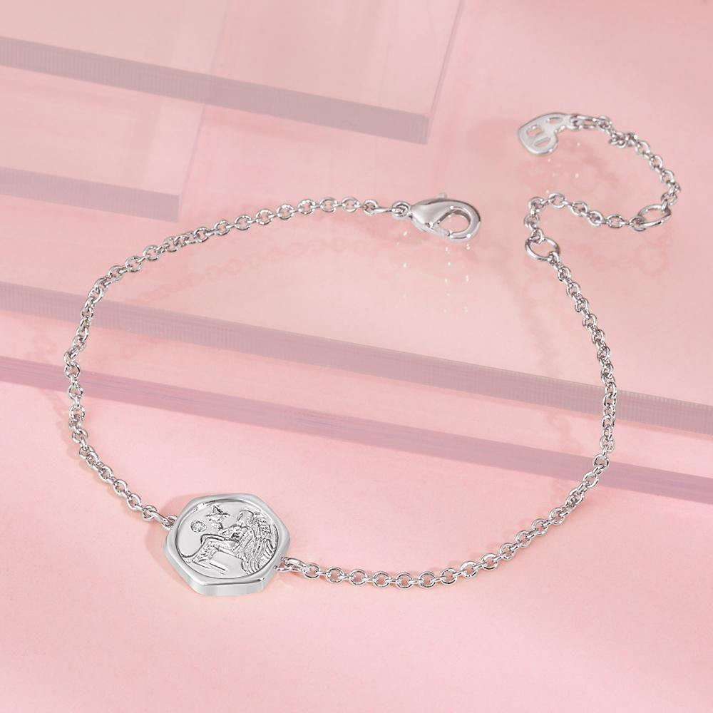 Engraved Bracelet Victory Wishing Coin Memorial Gifts for Her Silver - soufeelus