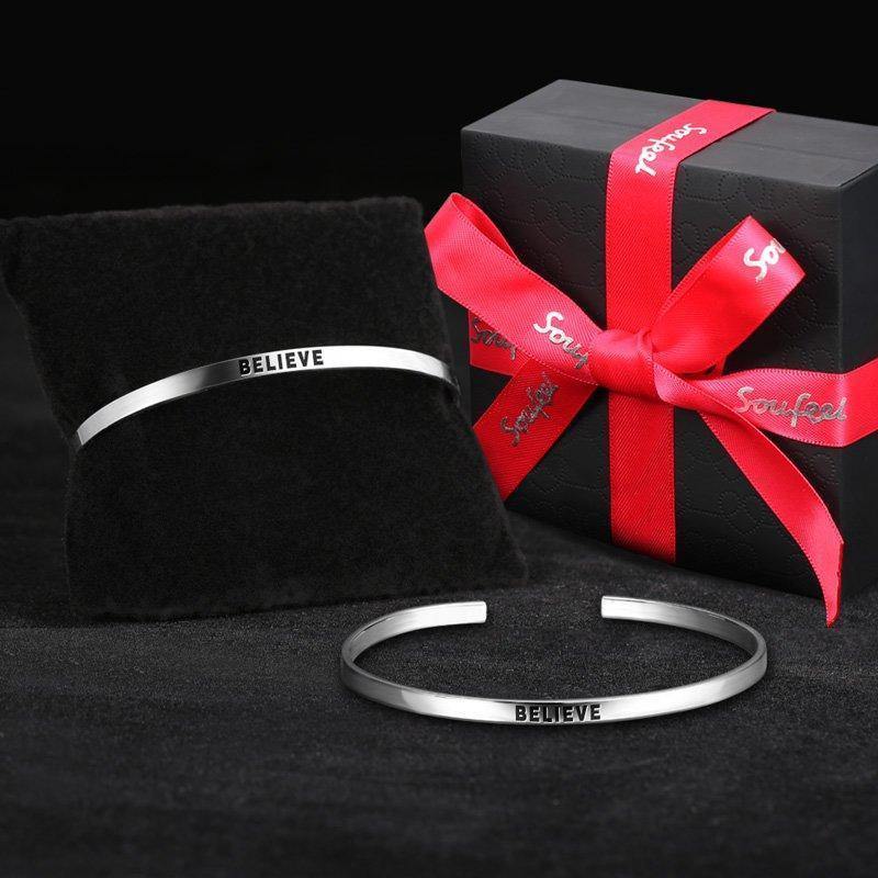 Engraved Bangle Silver - soufeelus