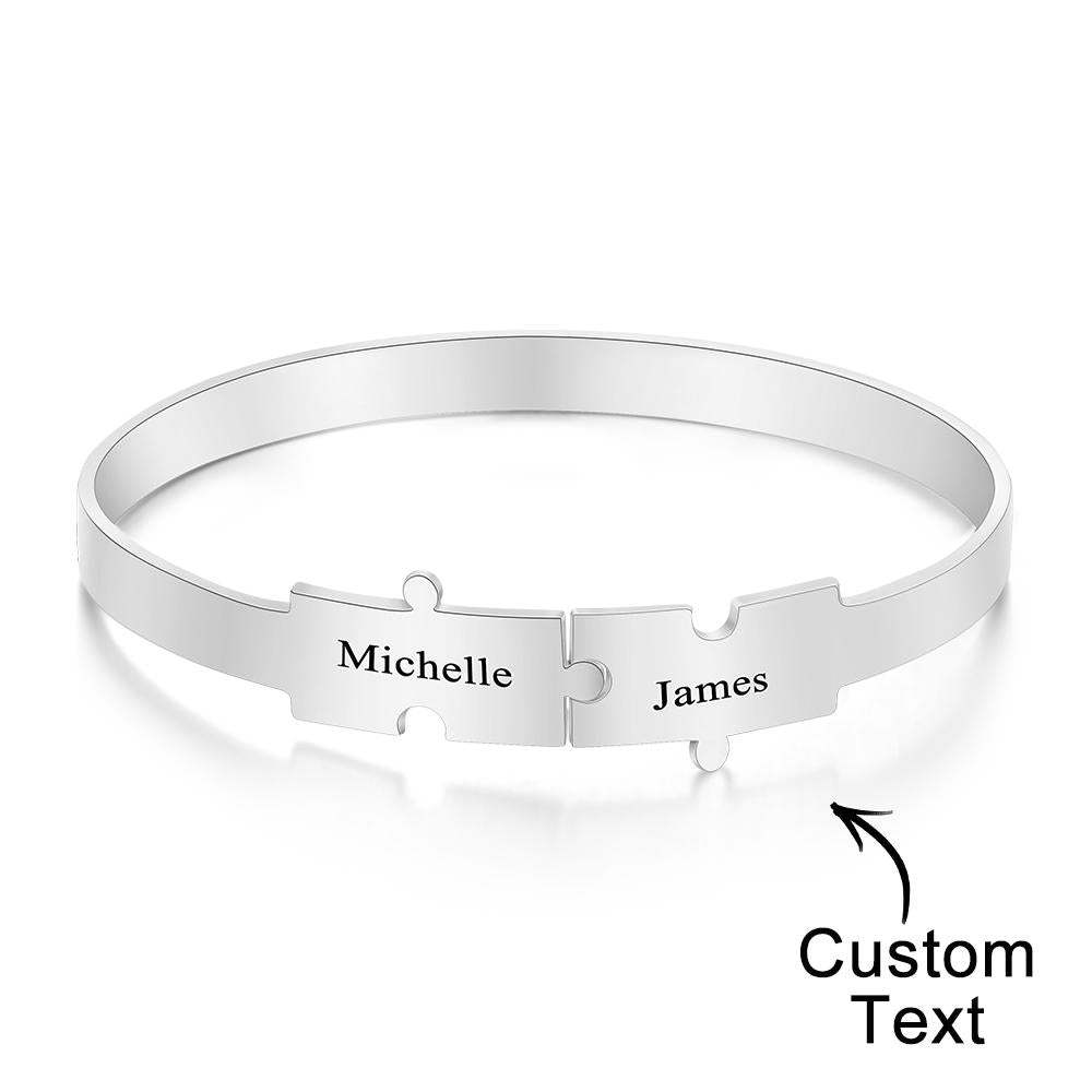 Custom Engraved Puzzle Bracelet Personalized Unique Bracelet for Her - soufeelus