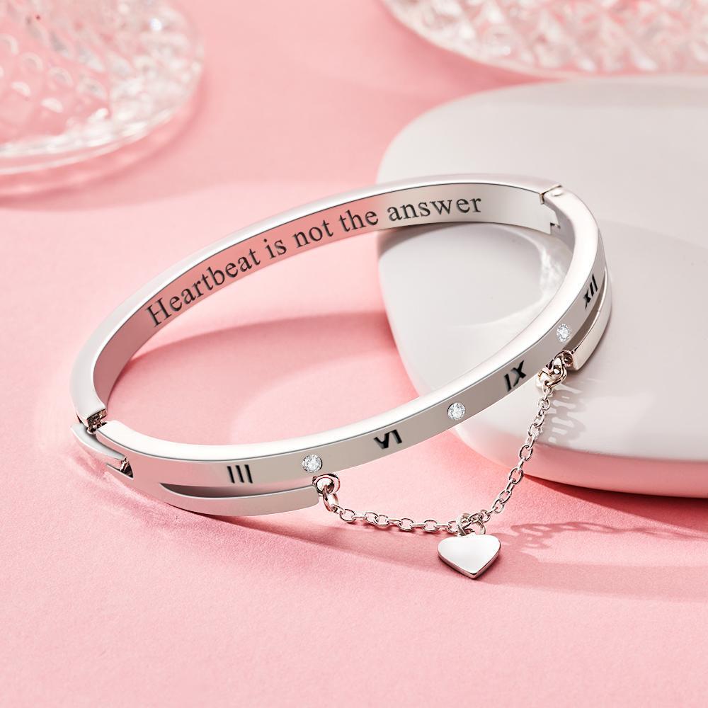 Custom Engraved Bracelet with Heart Numeral Bracelet for Lovers