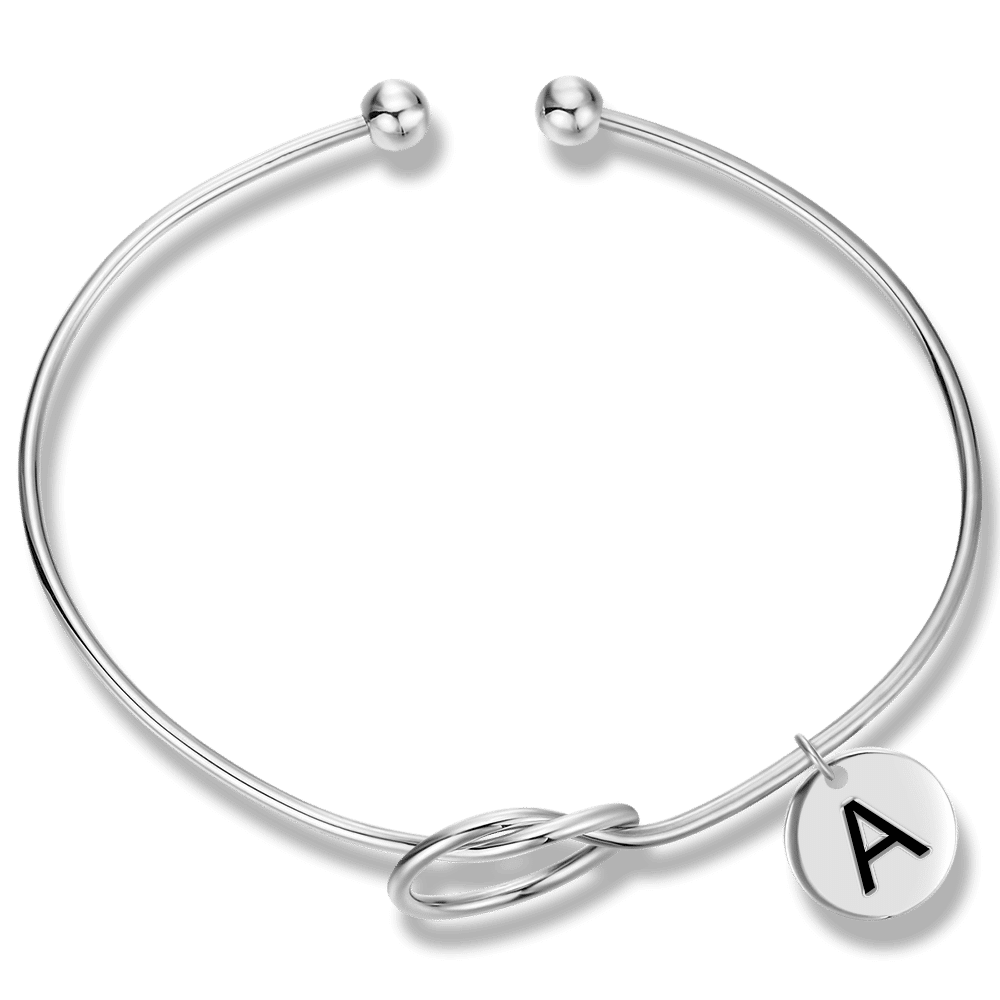 Engraved Initial Name Bangle Platinum Plated - soufeelus