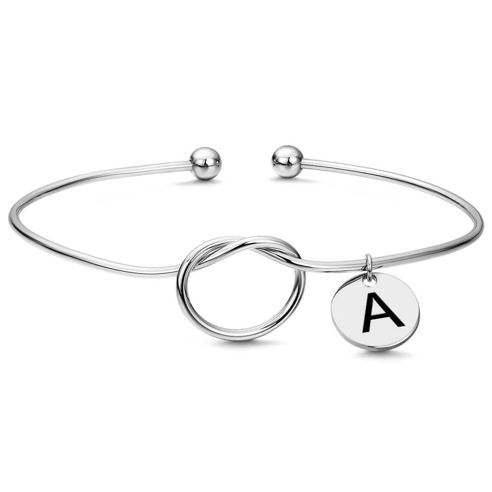 Engraved Initial Name Bangle Platinum Plated - soufeelus
