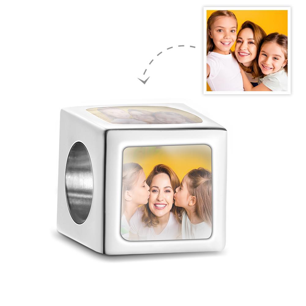 Custom Four-Sided Photo Charm Square Copper Charm Creative Gift For Mom - soufeelus