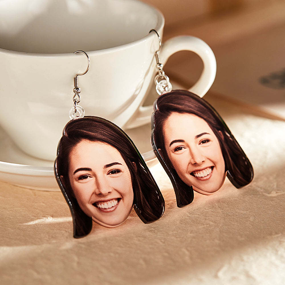 Custom Photo Face Earrings Acrylic Earrings Personalized Face Earrings Gift - soufeelus