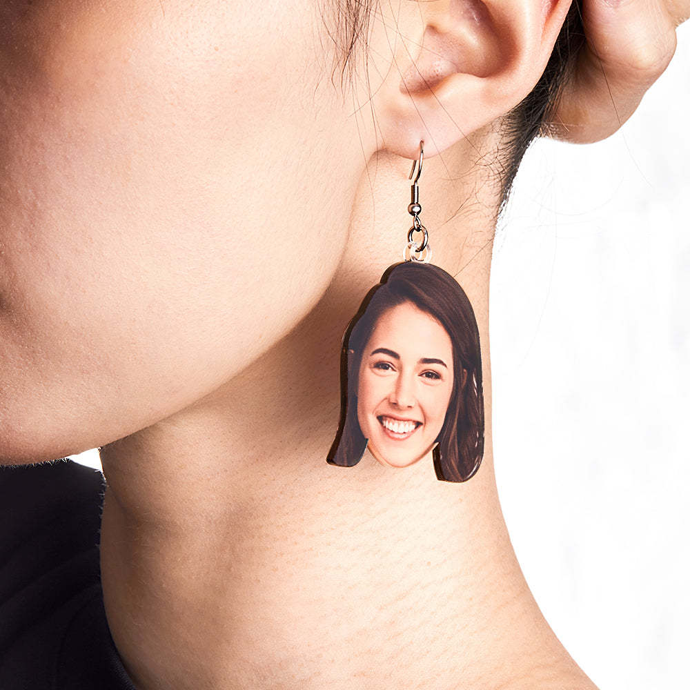 Custom Photo Face Earrings Acrylic Earrings Personalized Face Earrings Gift - soufeelus