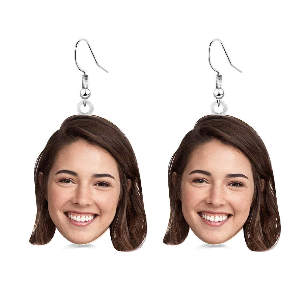 Custom Photo Face Earrings Acrylic Earrings Personalized Face Earrings Gift - soufeelus