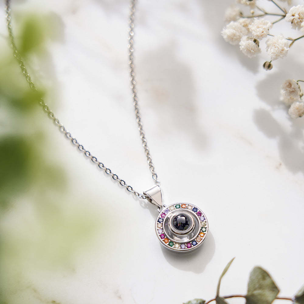 Custom Photo Projection Colorful Rhinestone Necklace Personalized Graceful Pendant Jewelry Gifts For Her - soufeelus