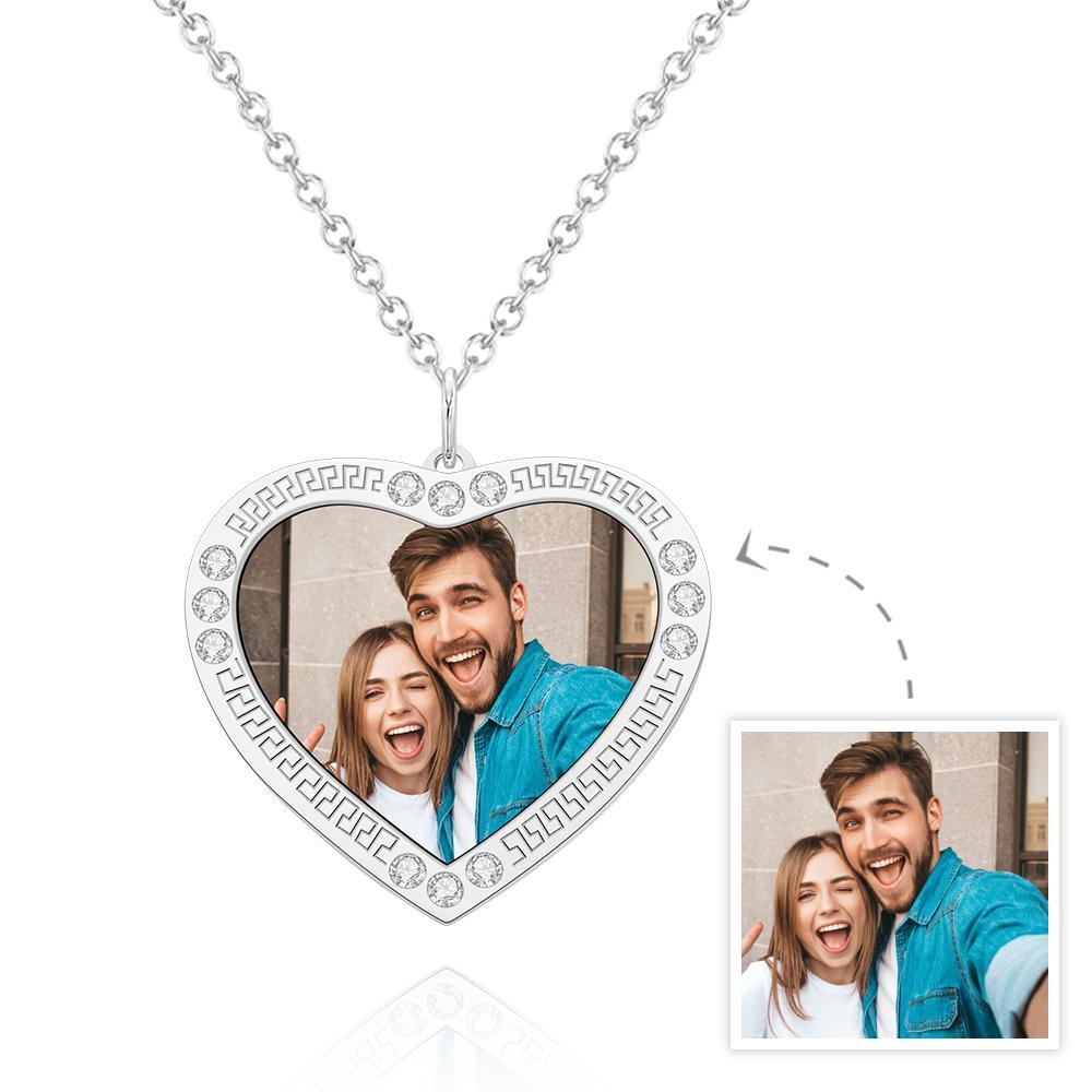 Custom Photo Necklace Heart Diamond Simple Couple Gifts - soufeelus