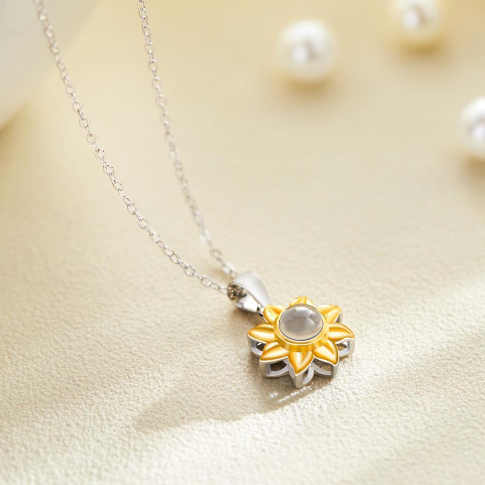 Custom Photo Projection Necklace Sun Flower Exquisite Gifts - soufeelus