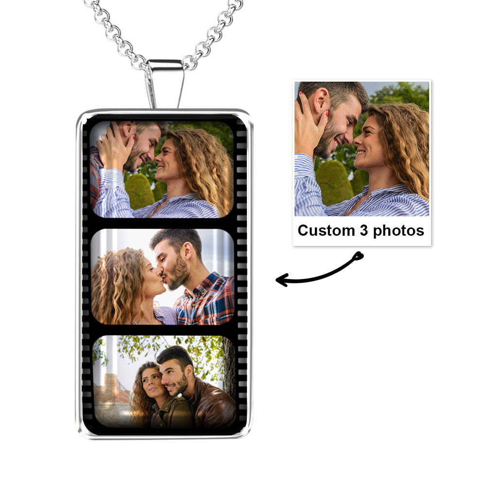 Personalized Custom Photo Filmstrip Necklace for Couples Family - soufeelus