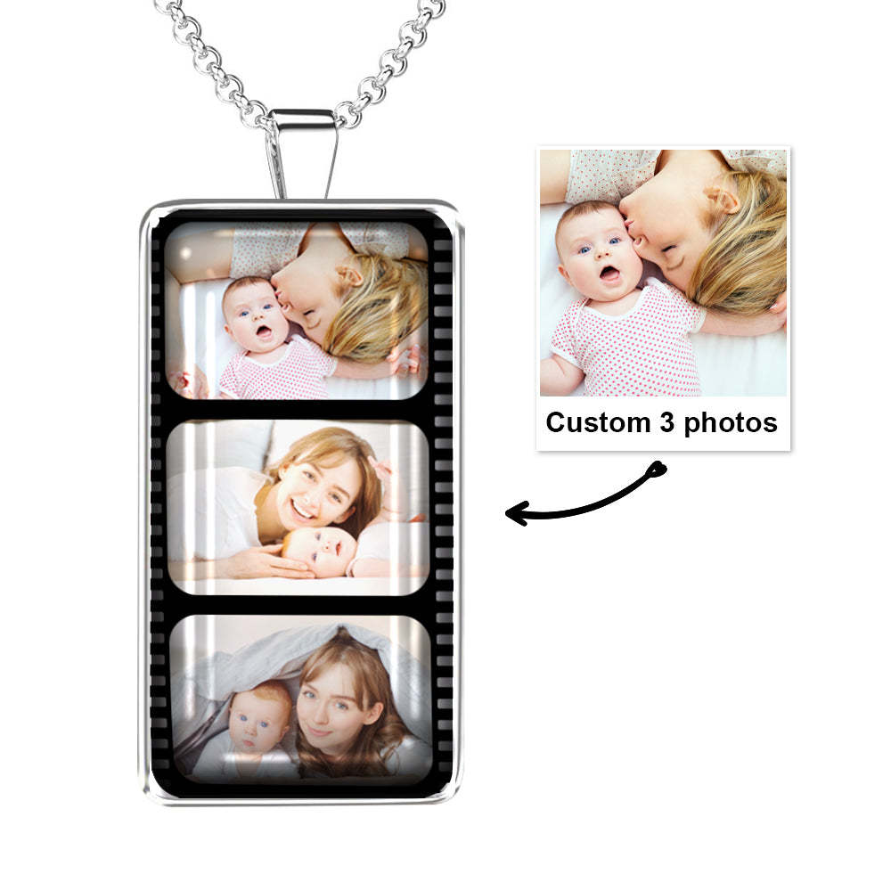 Personalized Custom Photo Filmstrip Necklace for Couples Family - soufeelus