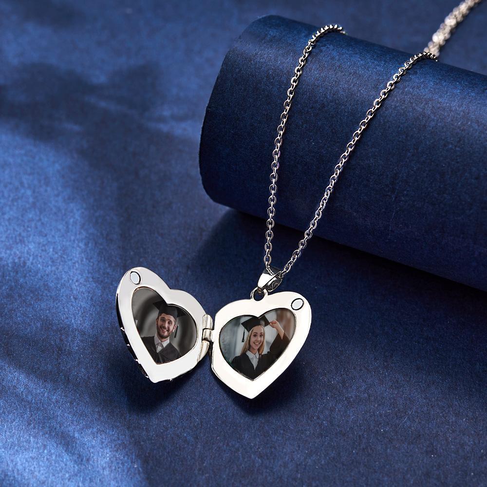 Custom Photo Necklace Heart Shaped Class of 2022 Pendant Necklace Graduation Gift - soufeelus