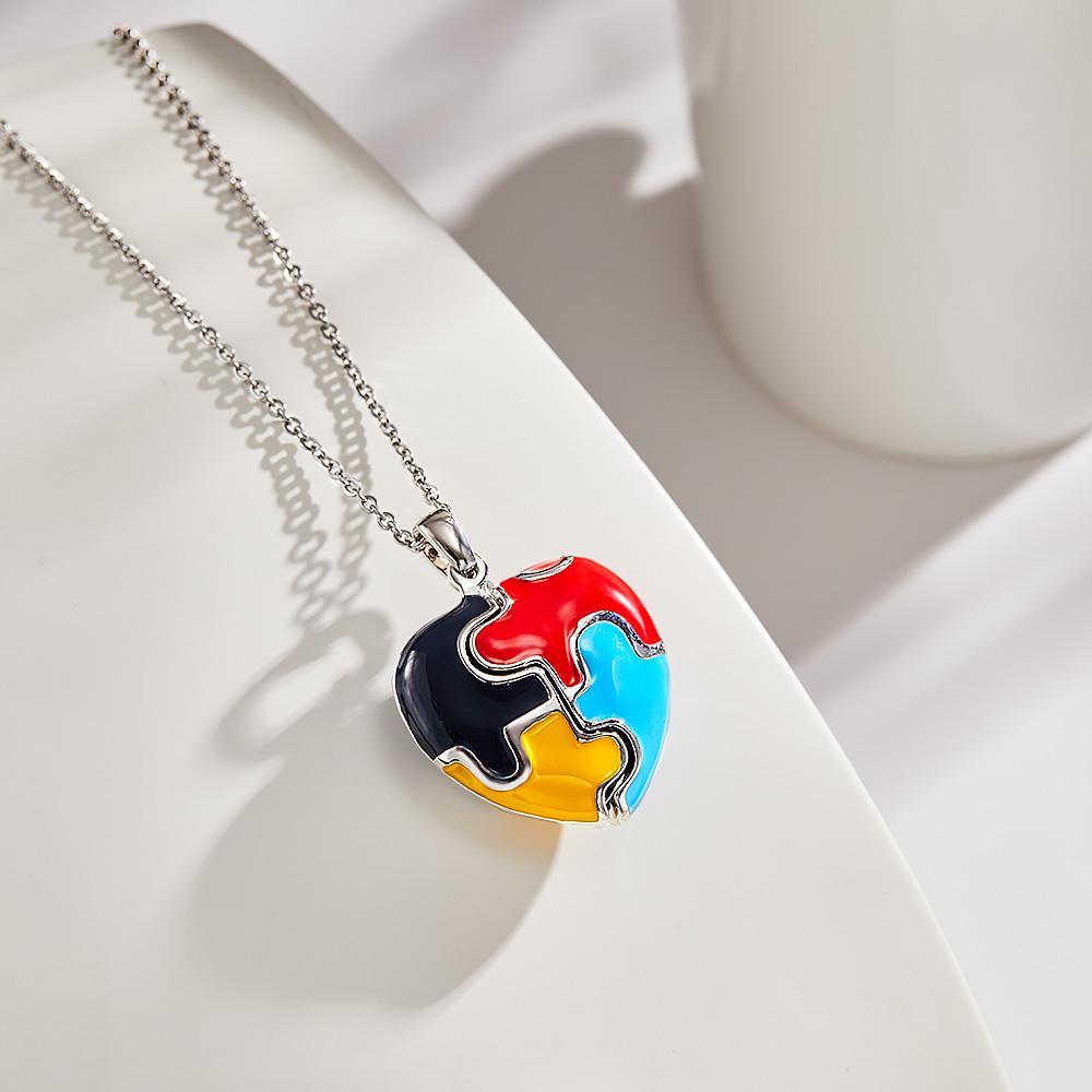 Custom Photo Necklace Colorful Heart Shaped Pendant Necklace Gift for Women - soufeelus