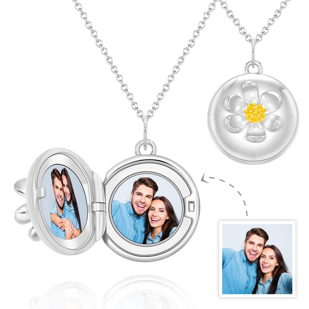 Custom Photo Necklace Daisy Pendant Creative Couple Gifts - soufeelus