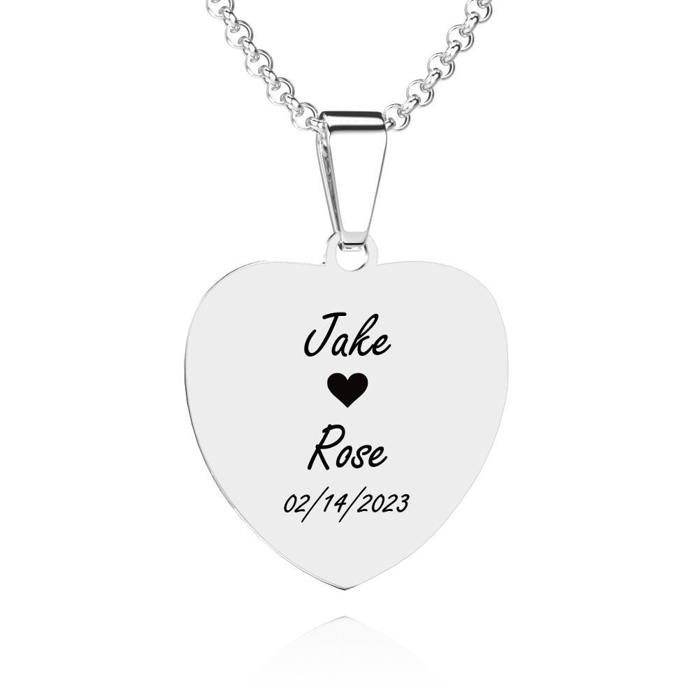 Custom Photo Necklace Engraved Heart Tag Necklace Gifts for Her - soufeelus