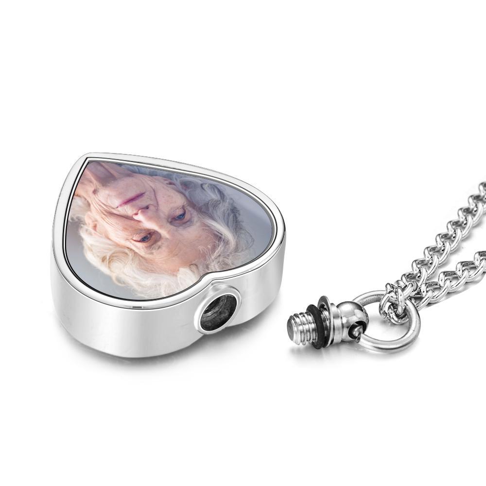 Personalized Photo Cremation Urn Necklace for Ashes Custom Picture Heart Locket Necklace Keepsake Cremation Jewelry Memorial Pendant Ashes Necklaces for Women Men Pets - soufeelus