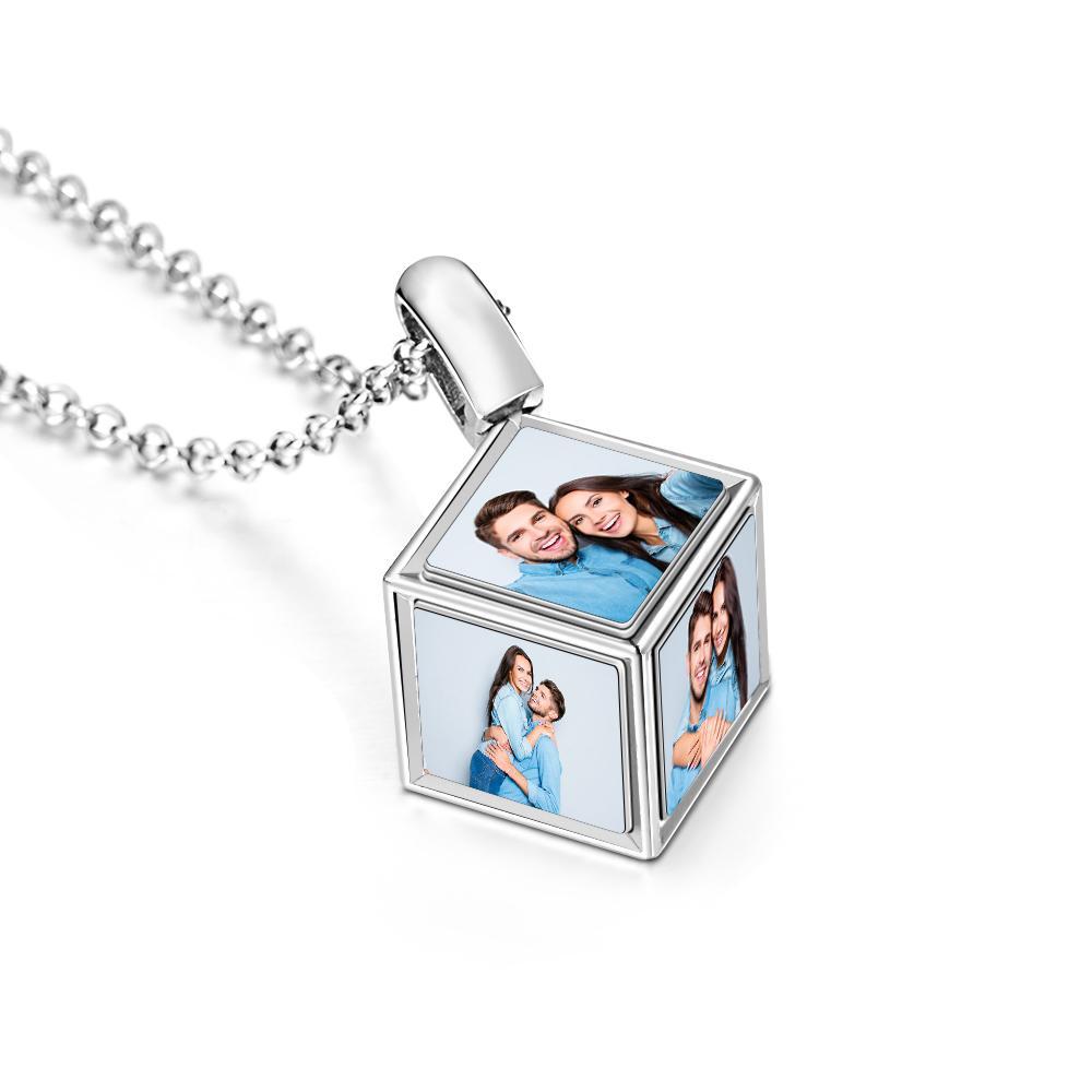 Cube Photo Sublimation Necklace with Custom Design Memorial Gifts for Couple - soufeelus