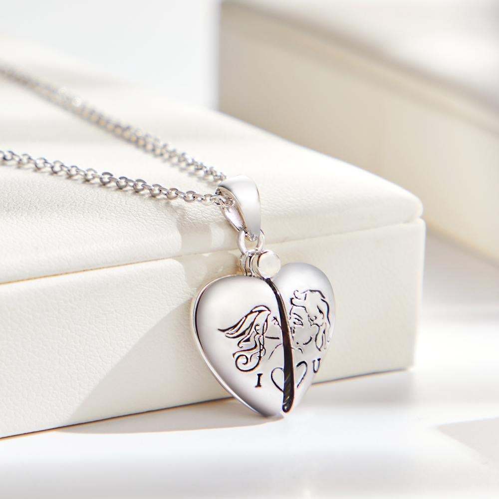 Custom Photo Necklace "L Love You" Heart-shaped Flap Delicate Gifts - 