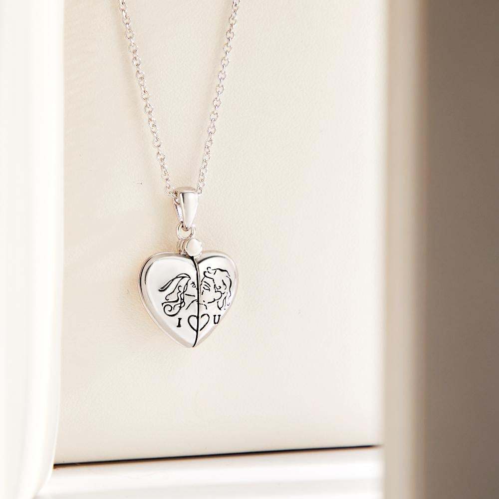 Custom Photo Necklace "L Love You" Heart-shaped Flap Delicate Gifts - 